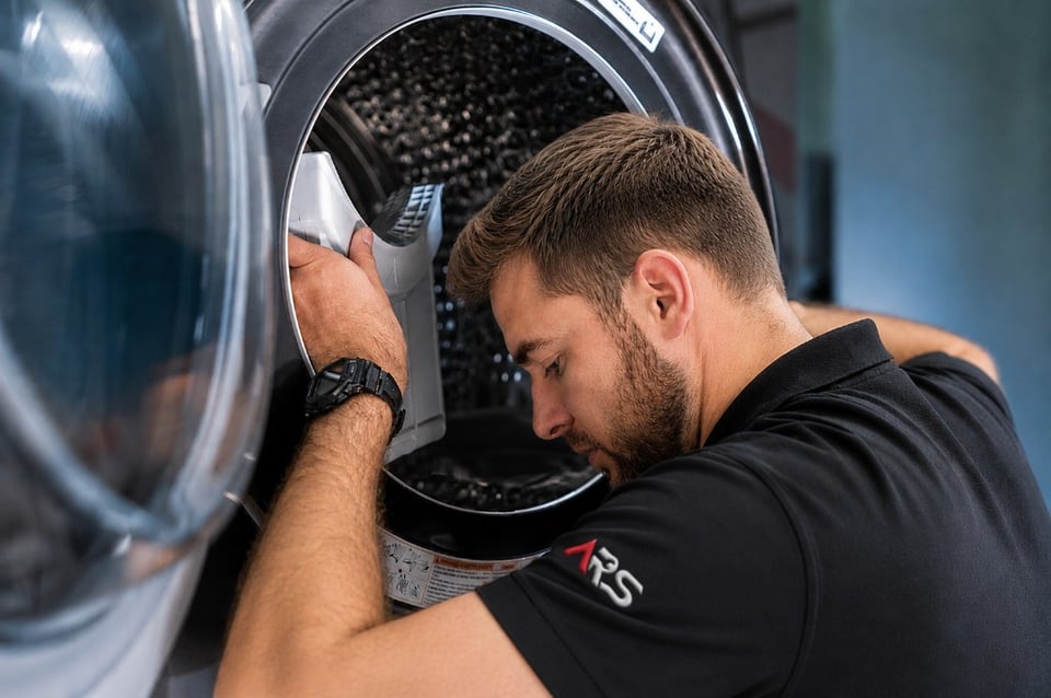 ARS technician inspecting a dryer drum